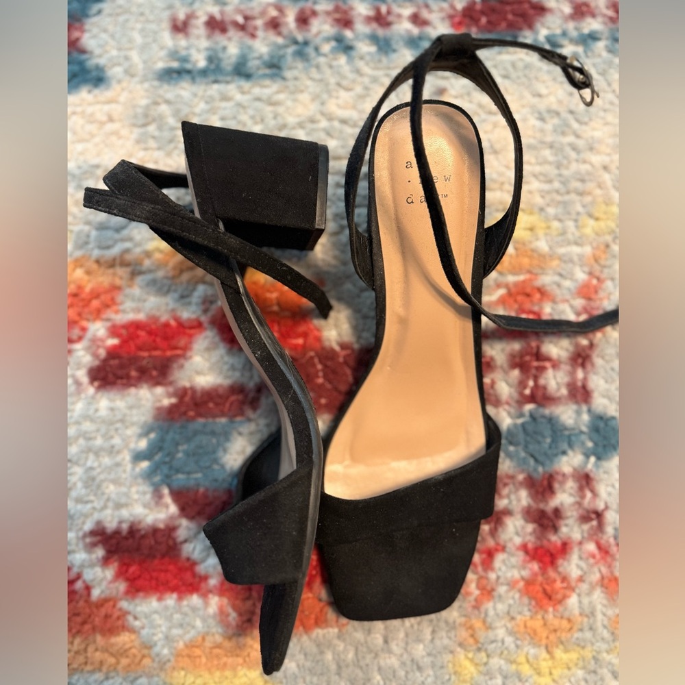 Black Strappy Block Heel Sandals